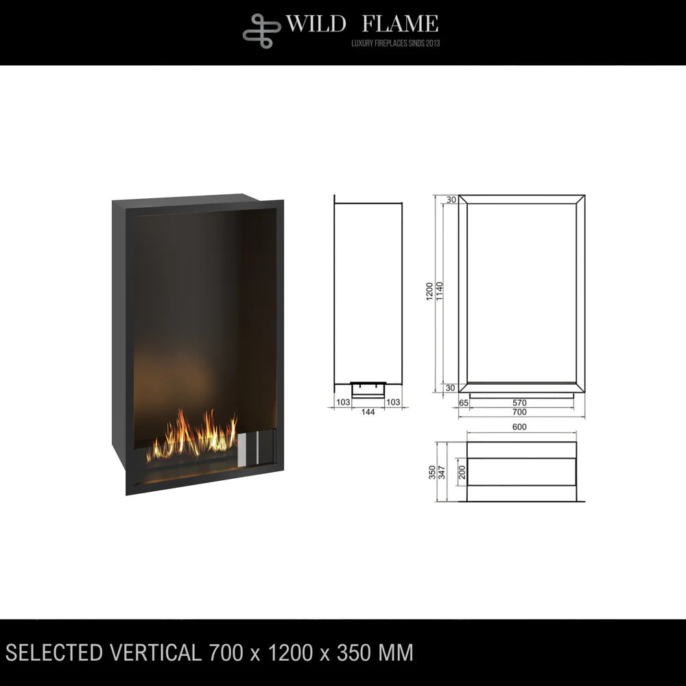 Caminetto verticale monofacciale da incasso SELECTED 70X120