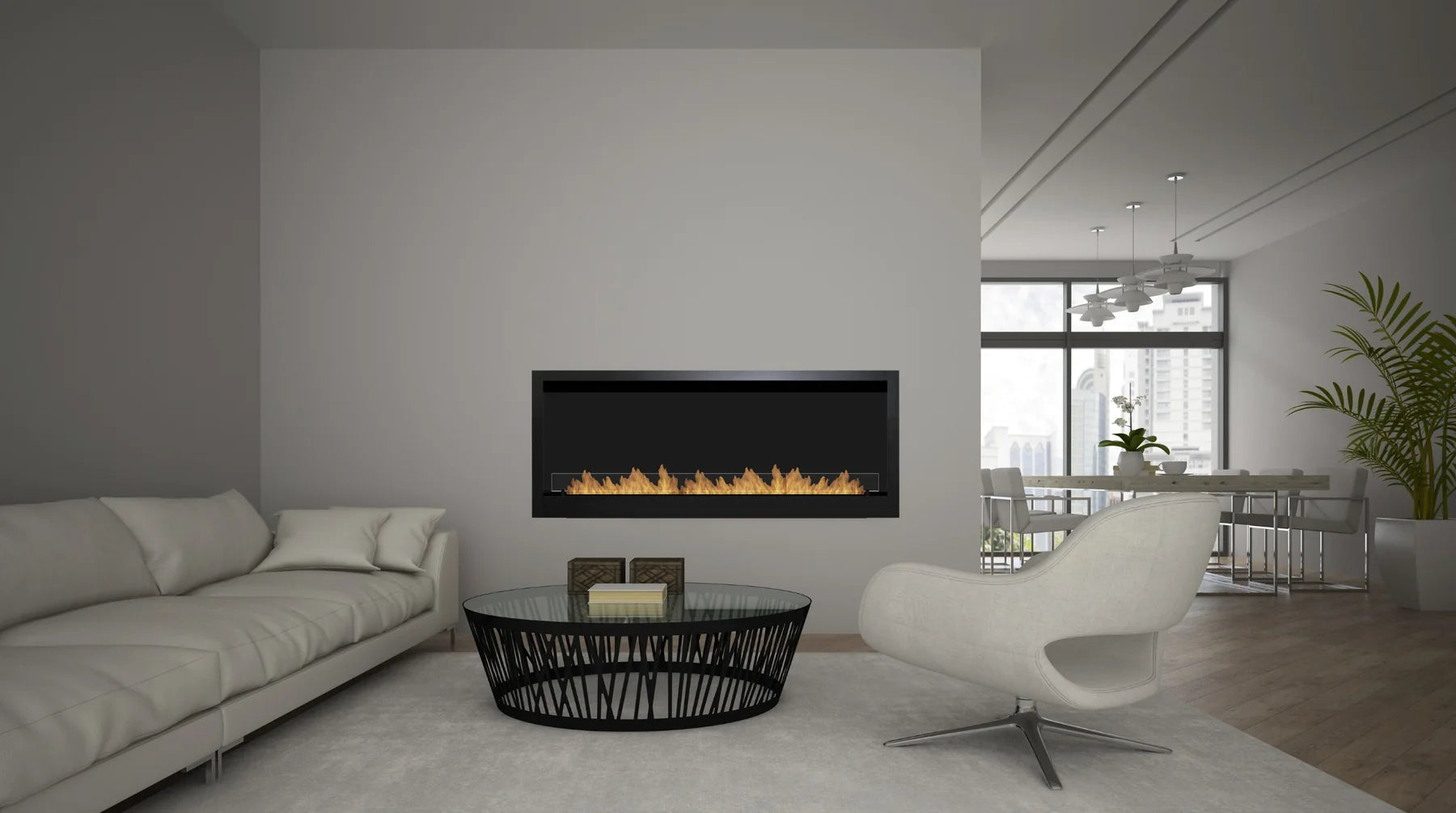 Caminetto a bioetanolo automatico monofacciale da incasso 120 cm PRIME A4