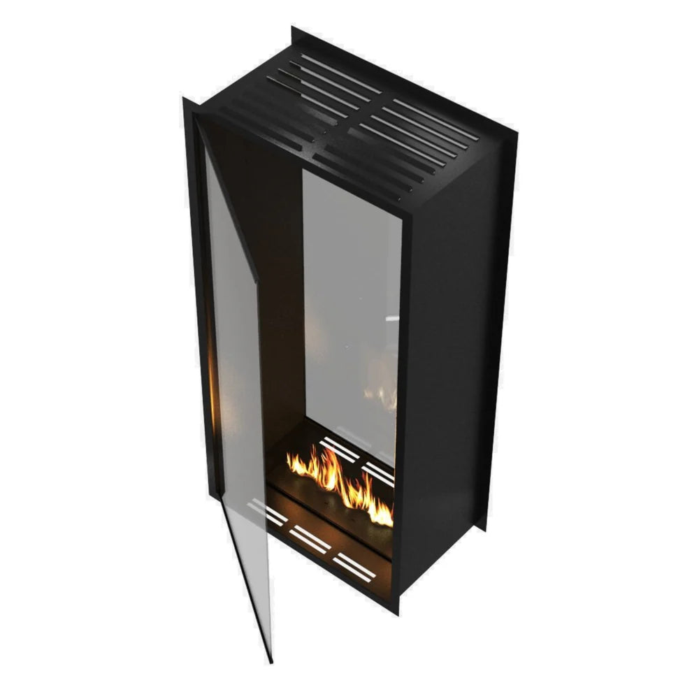 Caminetto verticale Fame con vetro trasparente